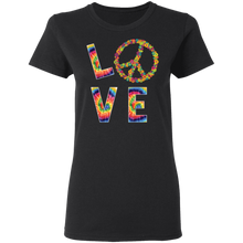 Load image into Gallery viewer, LOVE Peace HIPPIE Costume Tie Die 60s 70s Floral G500L Ladies&#39; 5.3 oz. T-Shirt
