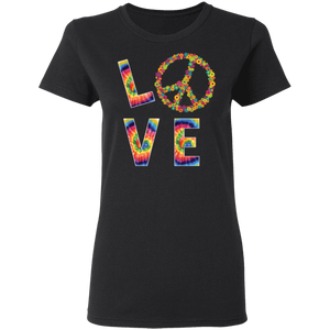 LOVE Peace HIPPIE Costume Tie Die 60s 70s Floral G500L Ladies' 5.3 oz. T-Shirt