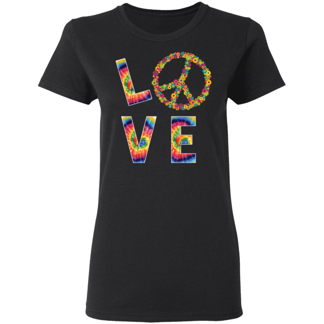 LOVE Peace HIPPIE Costume Tie Die 60s 70s Floral G500L Ladies' 5.3 oz. T-Shirt