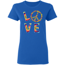 Load image into Gallery viewer, LOVE Peace HIPPIE Costume Tie Die 60s 70s Floral G500L Ladies&#39; 5.3 oz. T-Shirt
