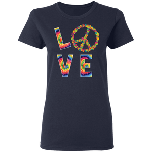 LOVE Peace HIPPIE Costume Tie Die 60s 70s Floral G500L Ladies' 5.3 oz. T-Shirt